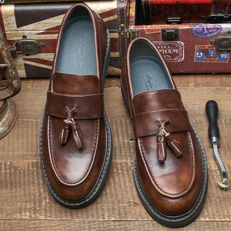 Loafers Rundleer Instaploafers Heren - Koffie