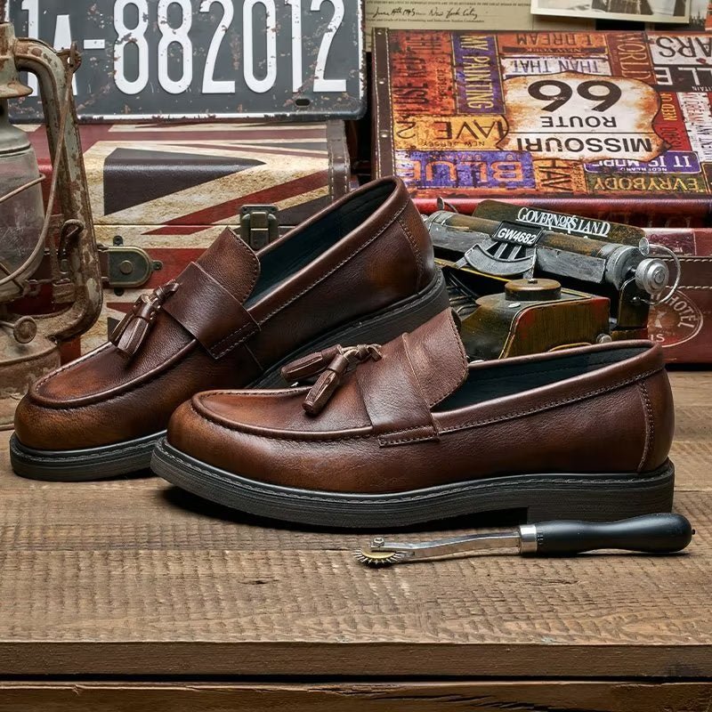 Loafers Rundleer Instaploafers Heren - Koffie