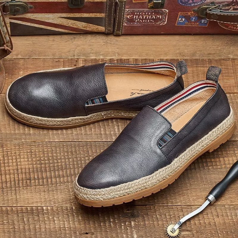 Loafers Rundleer Instappers Heren - Zwart