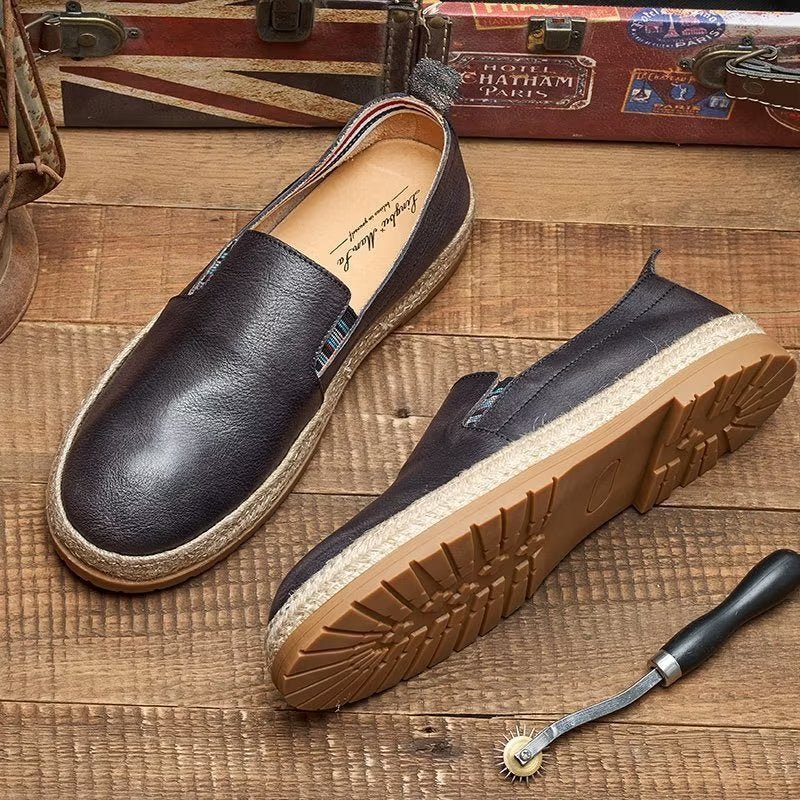 Loafers Rundleer Instappers Heren - Zwart