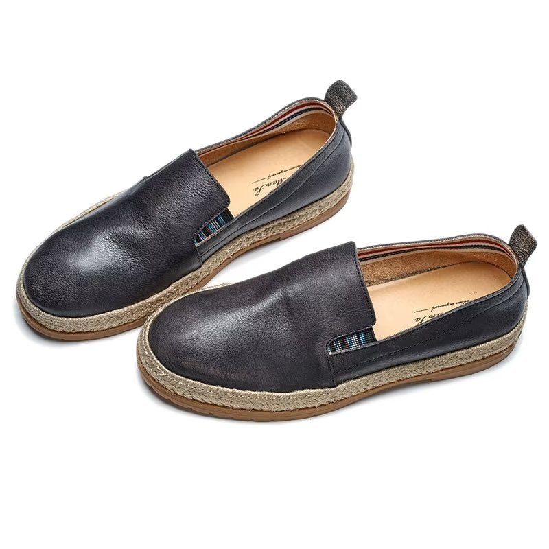 Loafers Rundleer Instappers Heren - Zwart