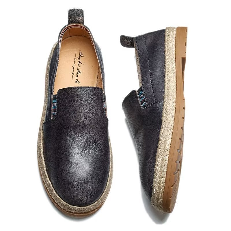 Loafers Rundleer Instappers Heren - Zwart