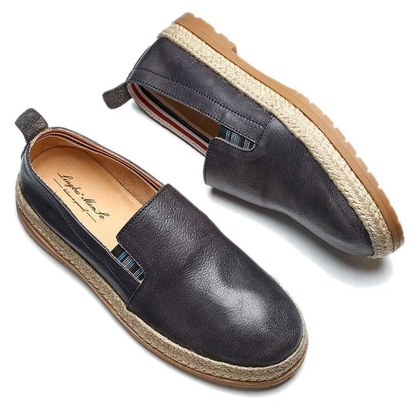 Loafers Rundleer Instappers Heren - Zwart