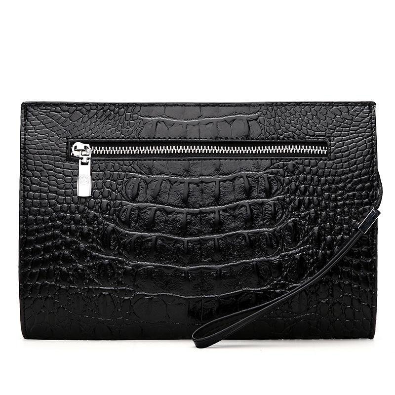 Portemonnees Heren Clutch Met Reliëfpatroon Op Achterkant Hoorn - Zwart