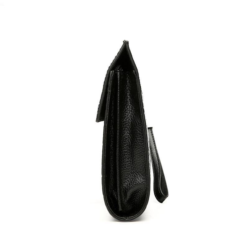 Portemonnees Heren Clutch Met Reliëfpatroon Op Achterkant Hoorn - Zwart