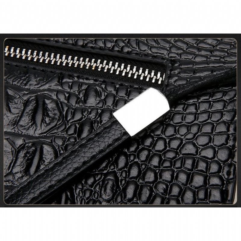 Portemonnees Heren Clutch Met Reliëfpatroon Op Achterkant Hoorn - Zwart