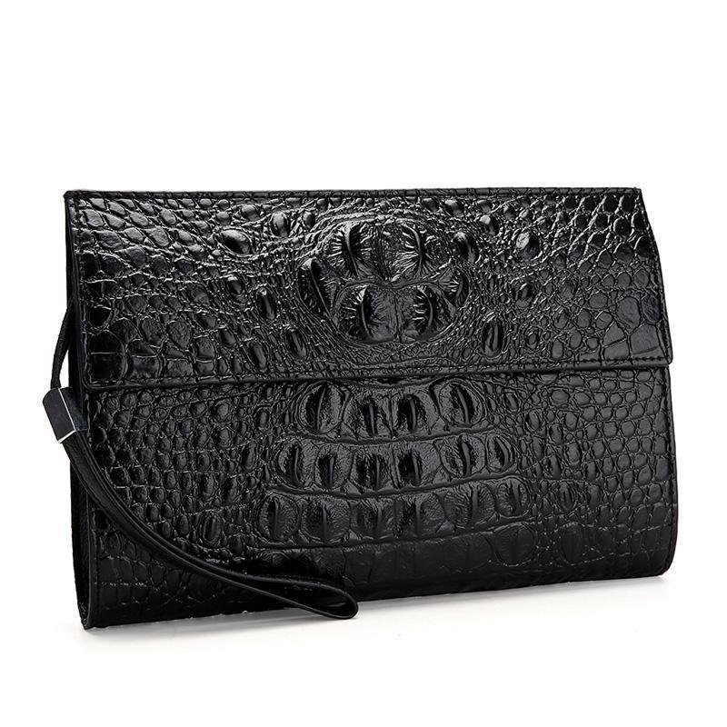 Portemonnees Heren Clutch Met Reliëfpatroon Op Achterkant Hoorn - Zwart