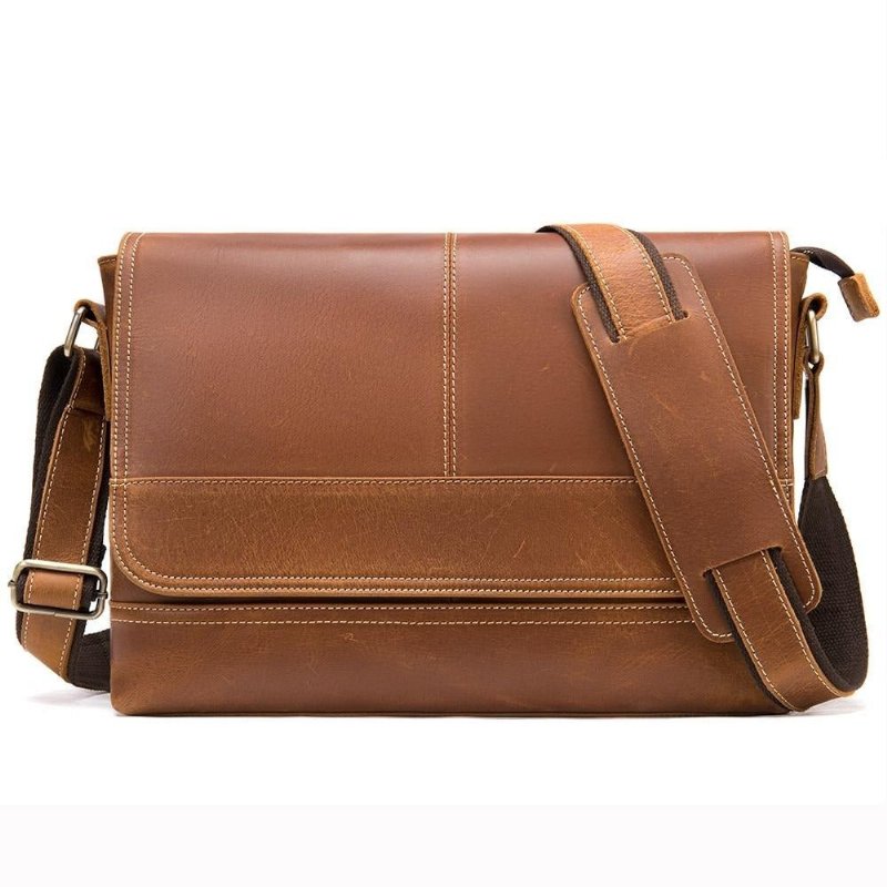 Schoudertassen Heren Chique Crossbody-koerierstas Met Dekselsluiting - Koffie