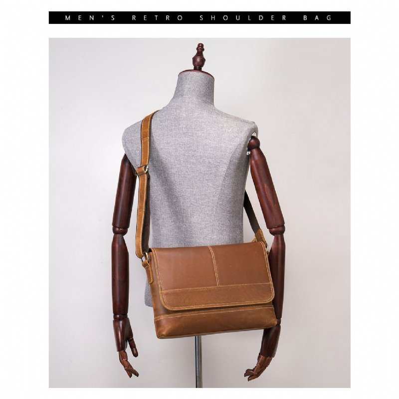 Schoudertassen Heren Chique Crossbody-koerierstas Met Dekselsluiting - Koffie