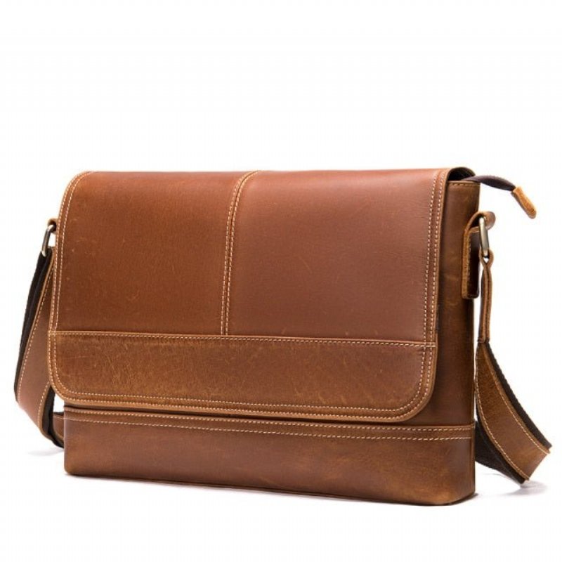 Schoudertassen Heren Chique Crossbody-koerierstas Met Dekselsluiting - Koffie