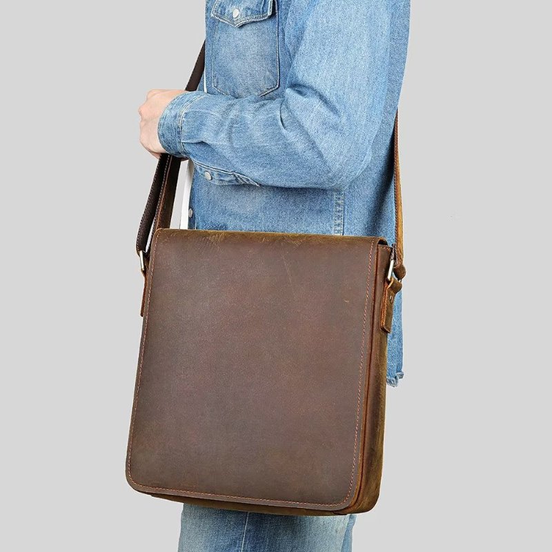 Schoudertassen Heren Crossbody-tas Met Ritssluiting - Bruin