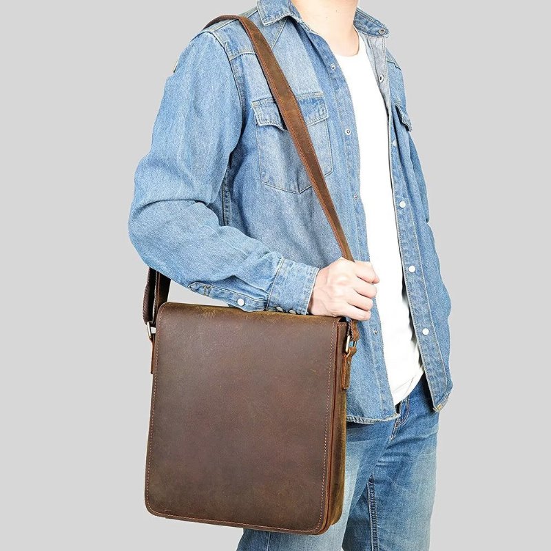 Schoudertassen Heren Crossbody-tas Met Ritssluiting - Bruin