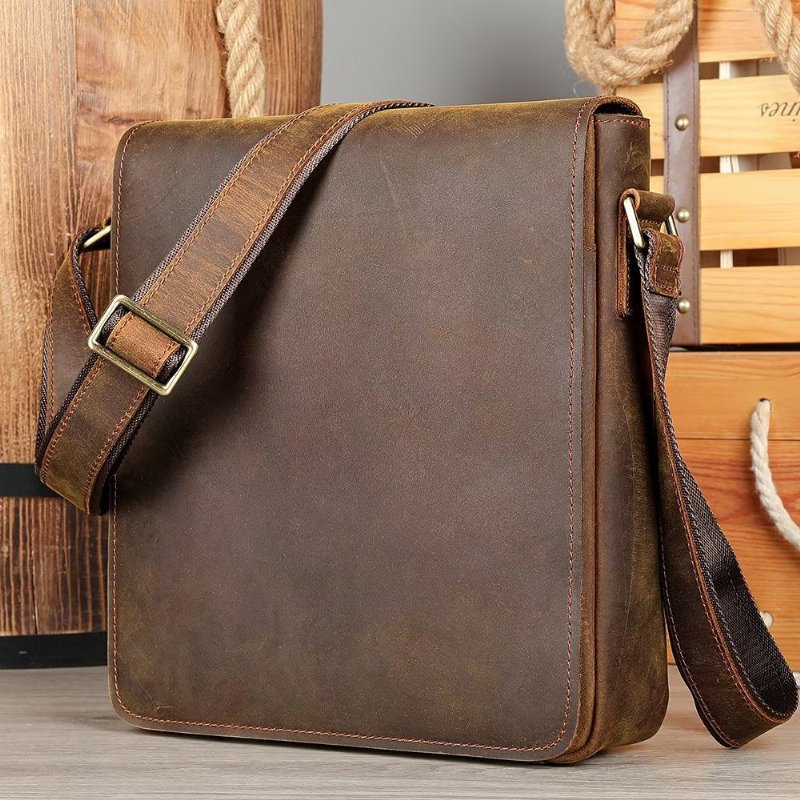 Schoudertassen Heren Crossbody-tas Met Ritssluiting - Bruin