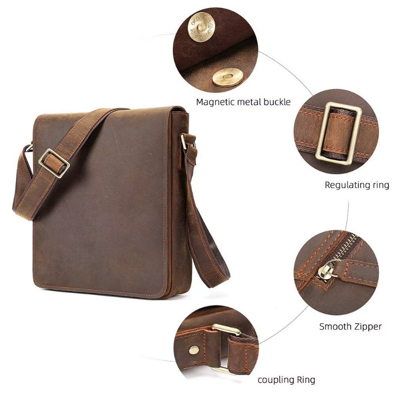 Schoudertassen Heren Crossbody-tas Met Ritssluiting - Bruin