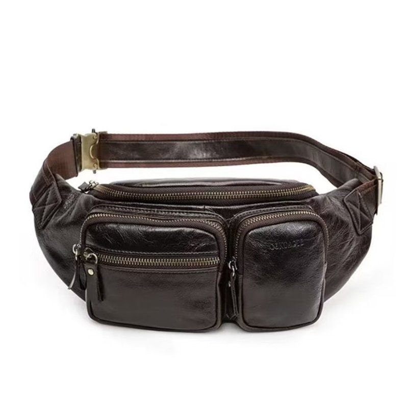 Schoudertassen Heren Echt Lederen Crossbody-borsttas - Koffie