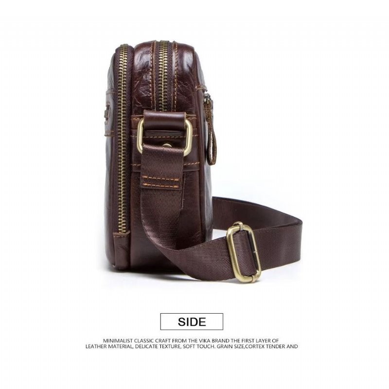 Schoudertassen Heren Elegante Compacte Crossbodytas Crazy Horse-leer - Koffie