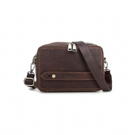 Schoudertassen Heren Elegante Crazy Horse Lederen Klassieke Crossbodytas