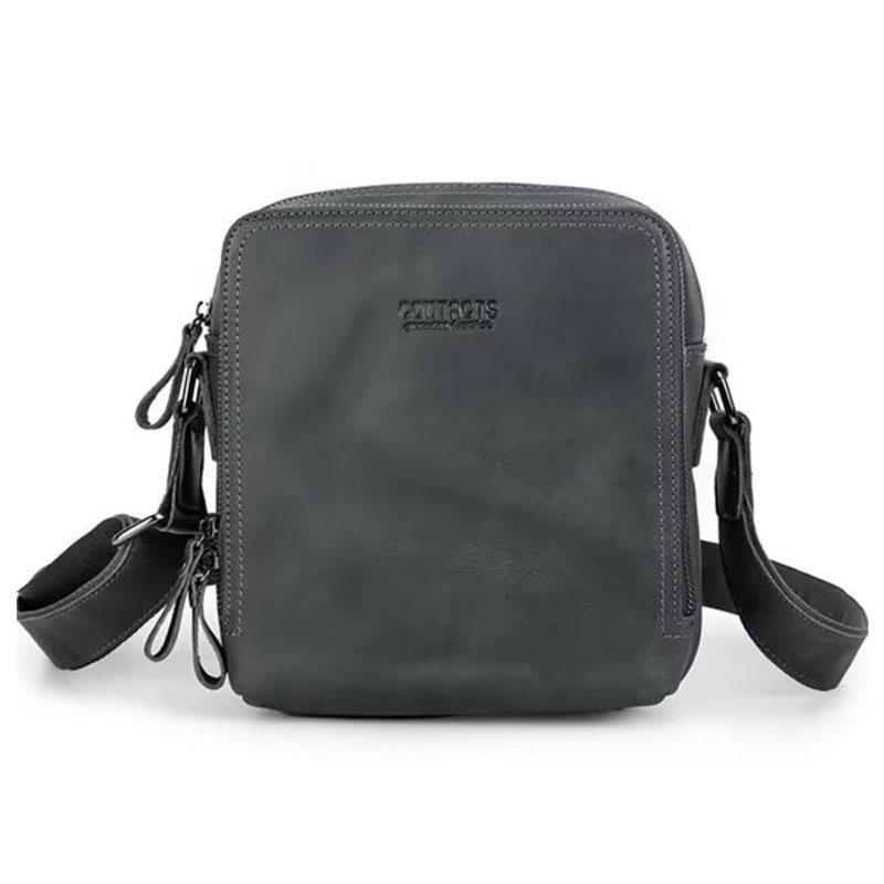 Schoudertassen Heren Elegante Crazy Horse Lederen Robuuste Crossbodytas - Grijs