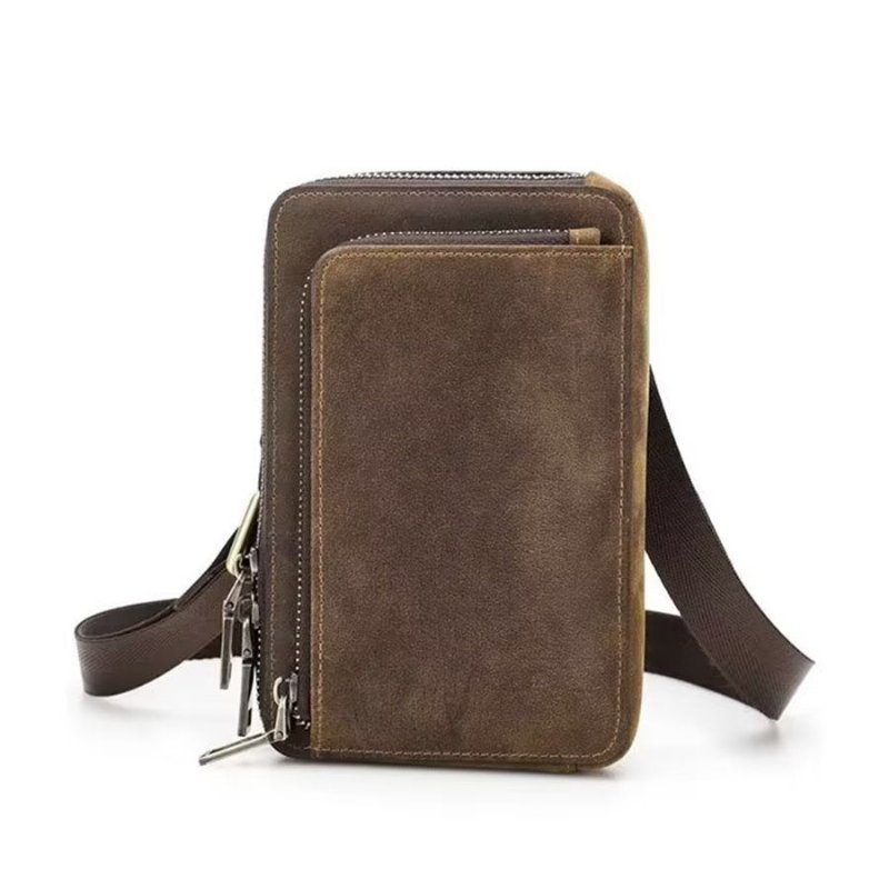 Schoudertassen Heren Elegante Crazy Horse Leren Vintage Crossbodytas