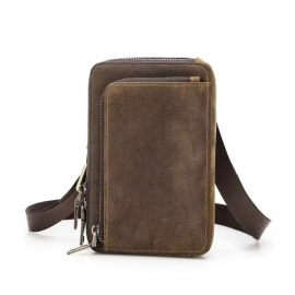 Schoudertassen Heren Elegante Crazy Horse Leren Vintage Crossbodytas