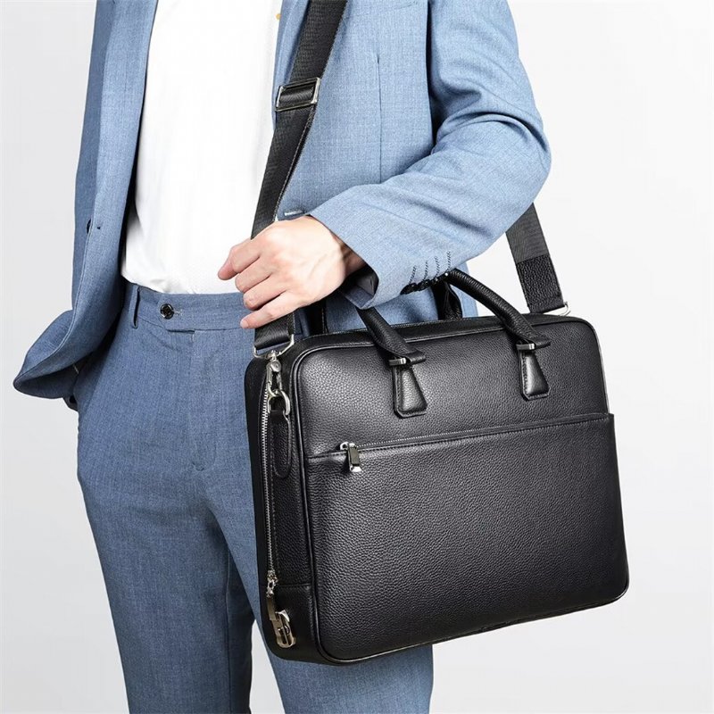 Schoudertassen Heren Executive Elite Leren Tas - Zwart