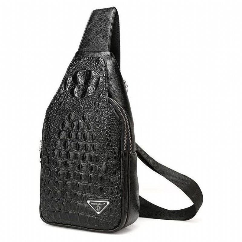 Schoudertassen Heren Exotische Croco-print Sling-rugzak Met Enkele Riem