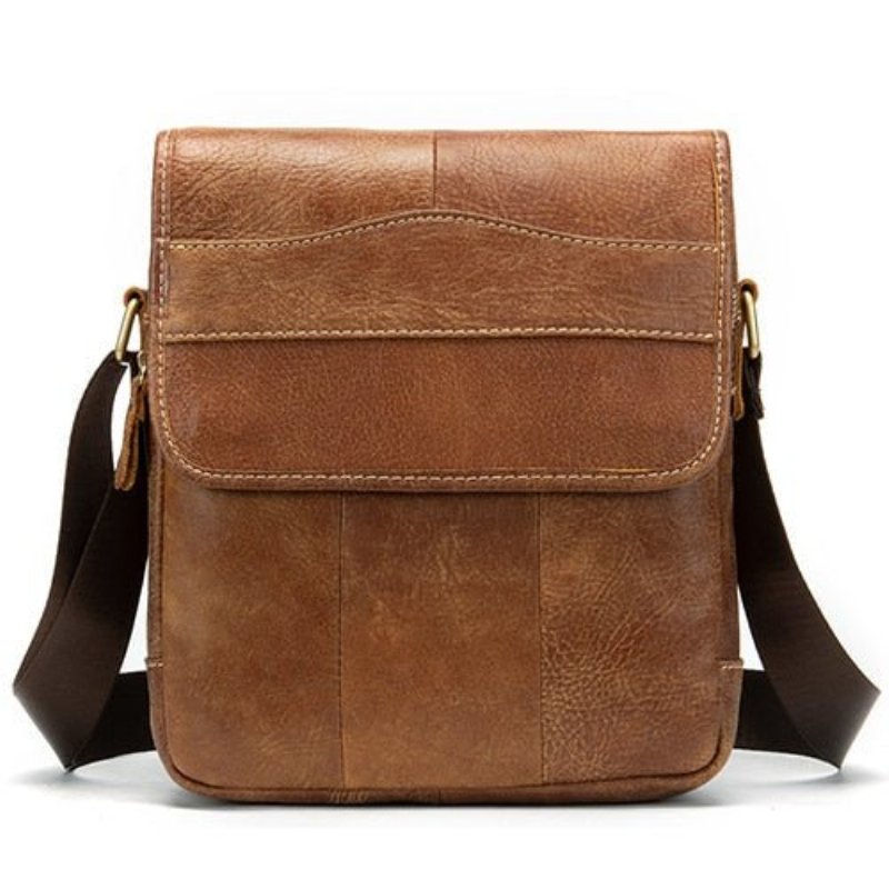 Schoudertassen Heren Leren Crossbody-tas Met Effen Patroon