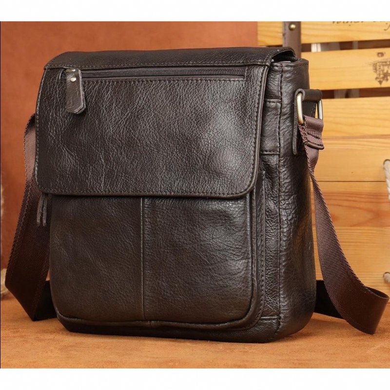 Schoudertassen Heren Leren Crossbodytas - Koffie