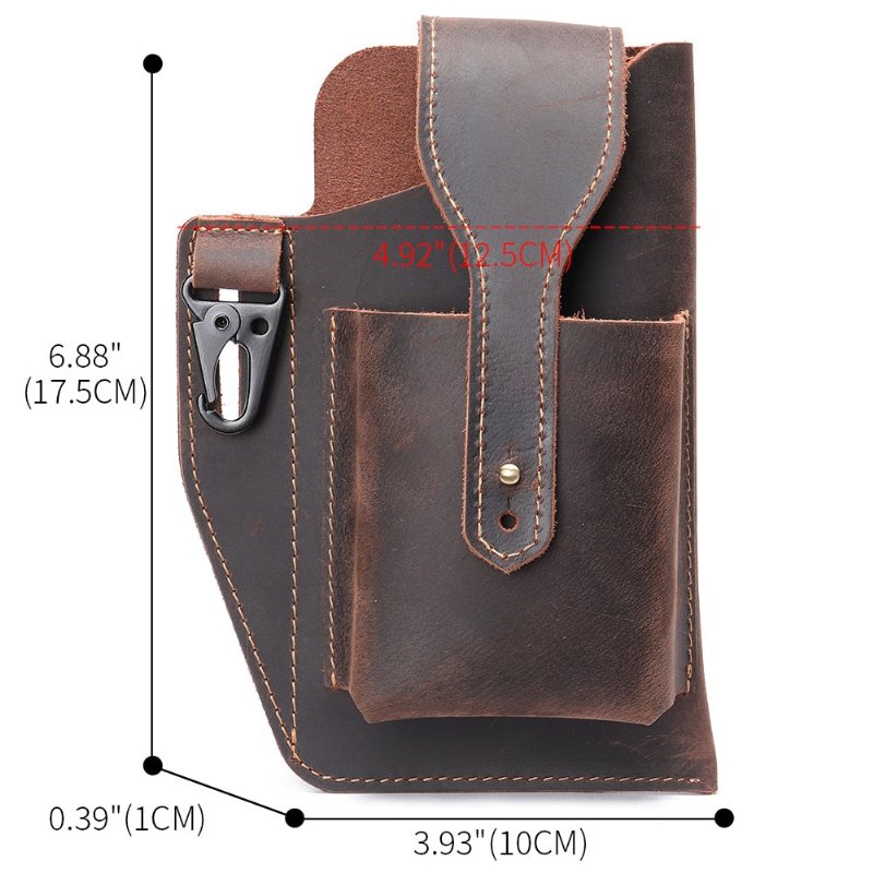 Schoudertassen Heren Leren Telefoonzakje Messenger Bag - Bruin 2