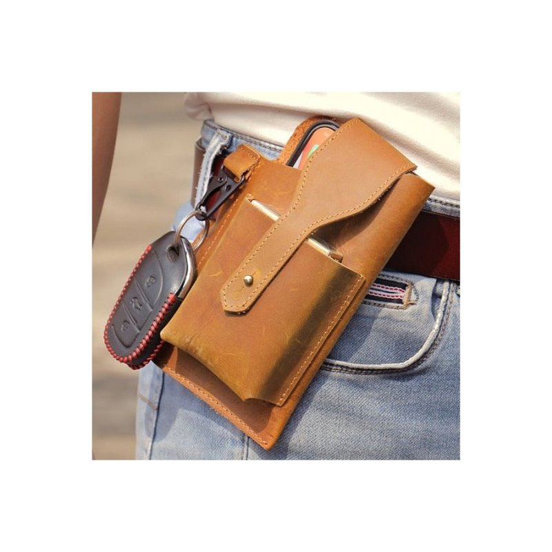 Schoudertassen Heren Leren Telefoonzakje Messenger Bag - Bruin 2