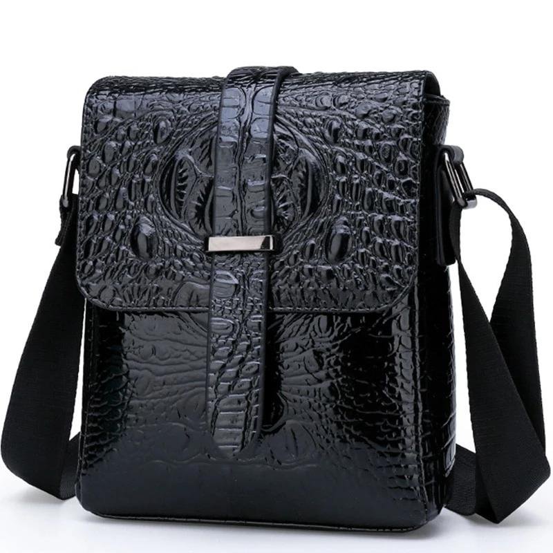 Schoudertassen Heren Luxe Alligator Flap Messenger Bag - Zwart