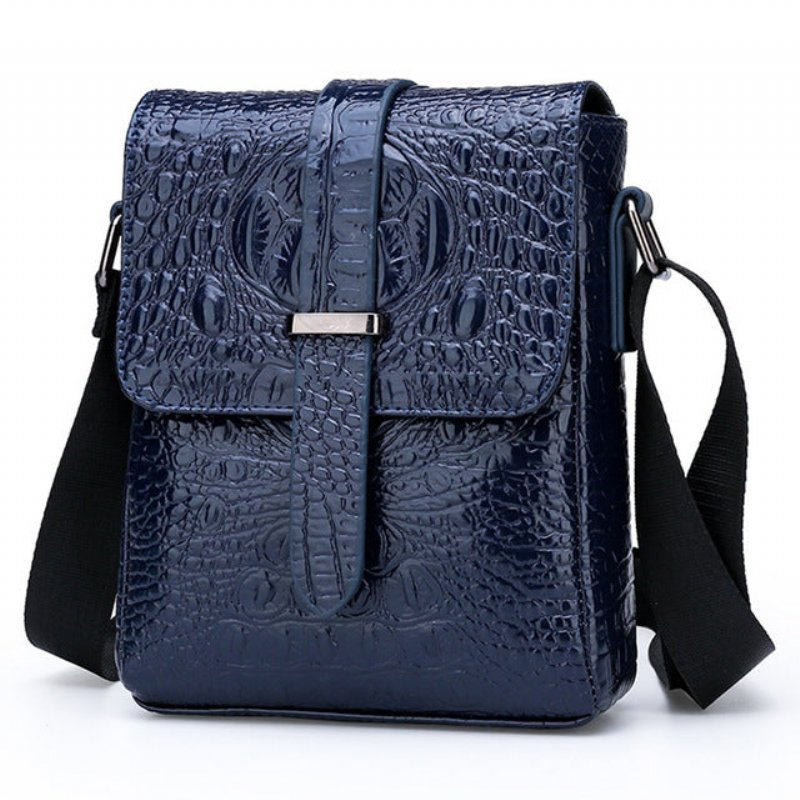 Schoudertassen Heren Luxe Alligator Flap Messenger Bag - Blauw