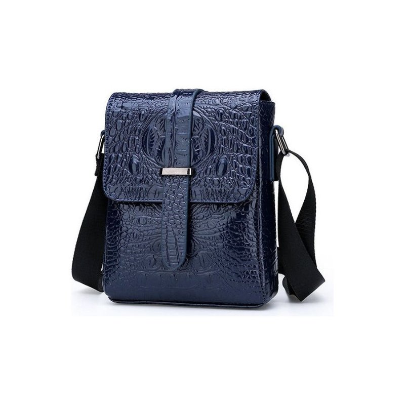 Schoudertassen Heren Luxe Alligator Flap Messenger Bag - Blauw