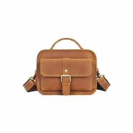 Schoudertassen Heren Luxe Compacte Crossbodytas Echt Leer Met Klep