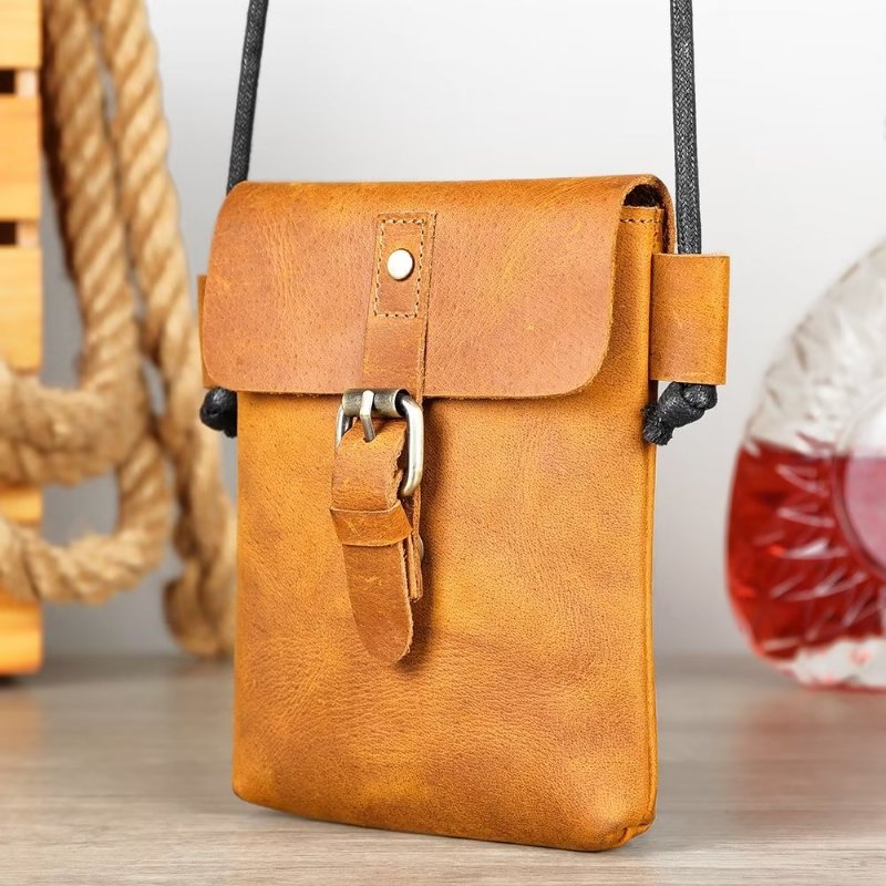 Schoudertassen Heren Luxe Crazy Horse Leren Crossbodytas - Bruin