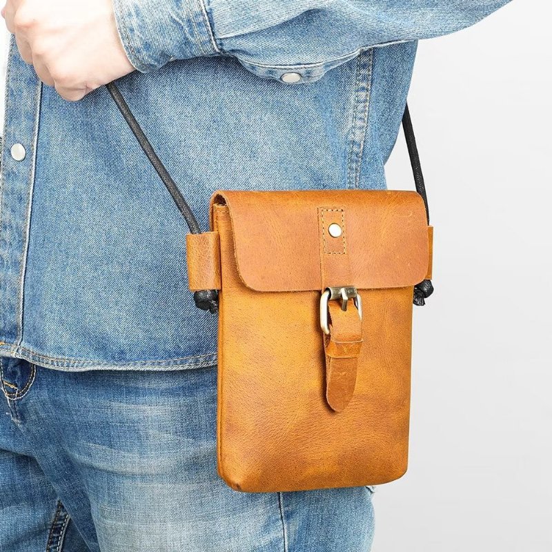 Schoudertassen Heren Luxe Crazy Horse Leren Crossbodytas - Bruin