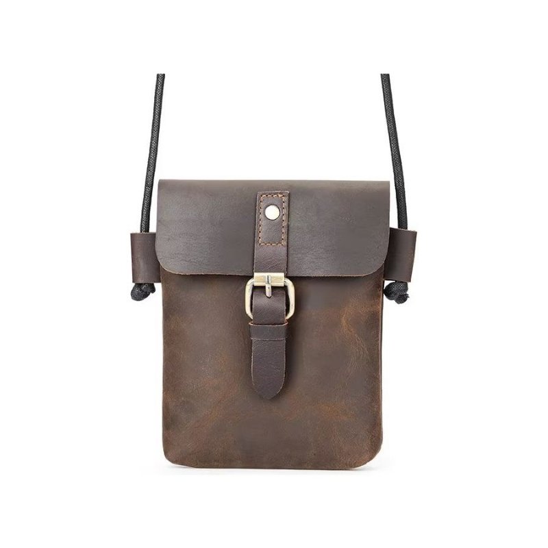 Schoudertassen Heren Luxe Crazy Horse Leren Crossbodytas - Koffie