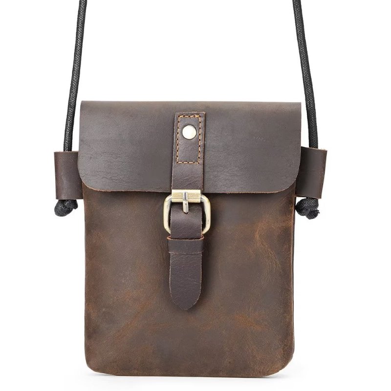 Schoudertassen Heren Luxe Crazy Horse Leren Crossbodytas - Koffie