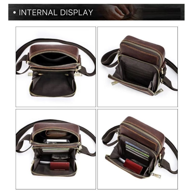 Schoudertassen Heren Luxe Crossbody-tas Crazy Horse-collectie - Koffie