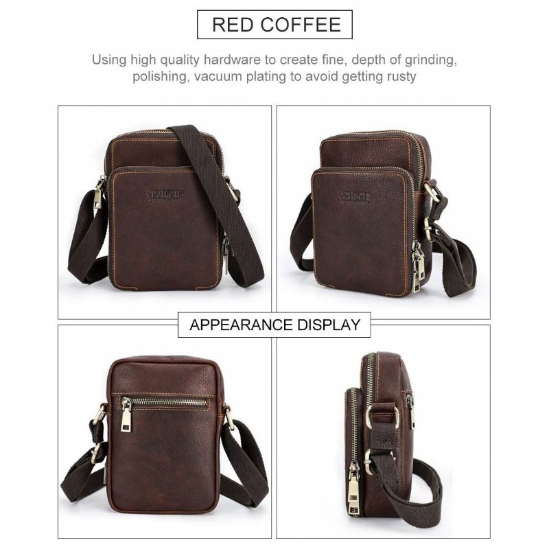 Schoudertassen Heren Luxe Crossbody-tas Crazy Horse-collectie - Koffie