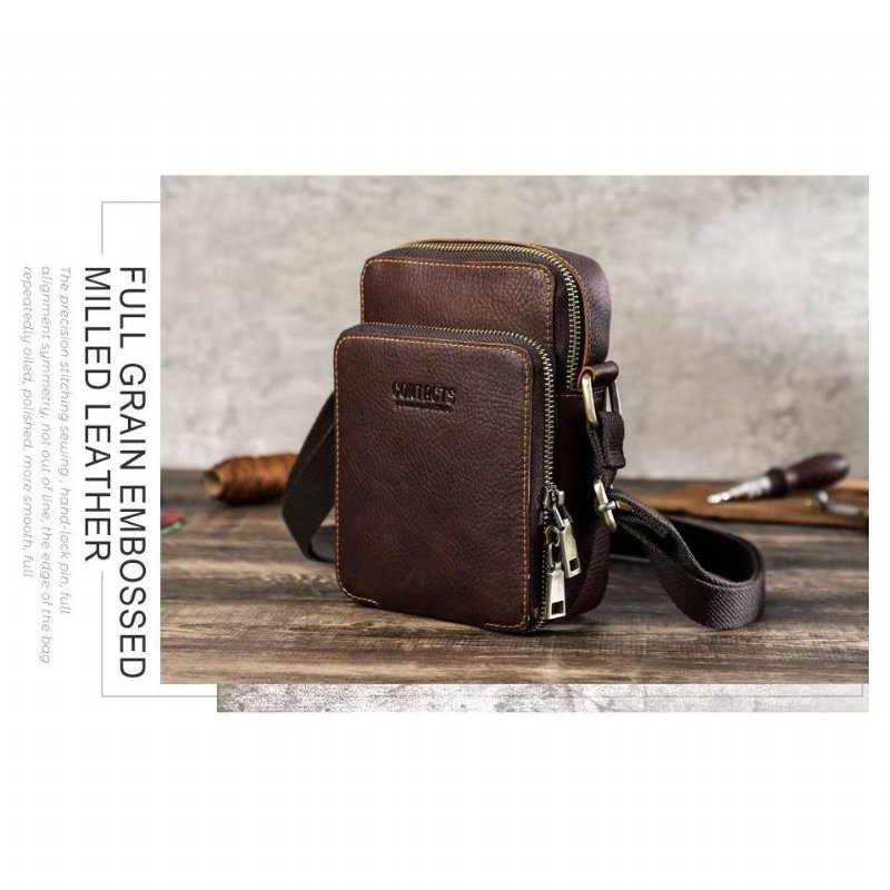 Schoudertassen Heren Luxe Crossbody-tas Crazy Horse-collectie - Koffie