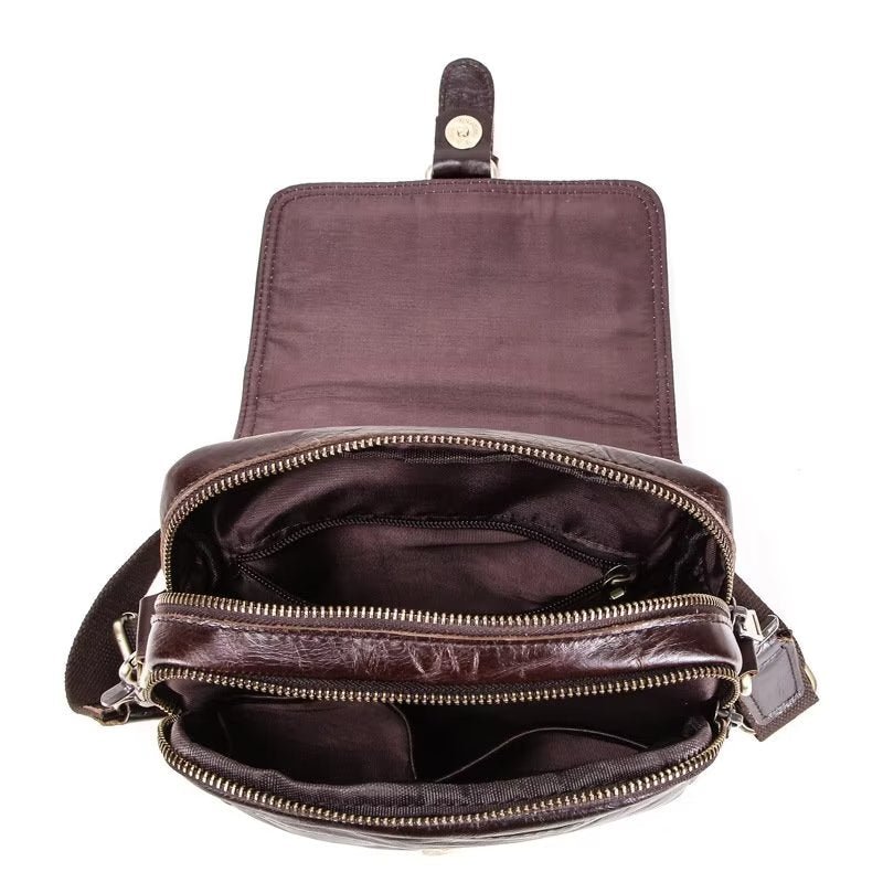 Schoudertassen Heren Luxe Crossbody-tas Crazy Horse Rugged Collection - Koffie