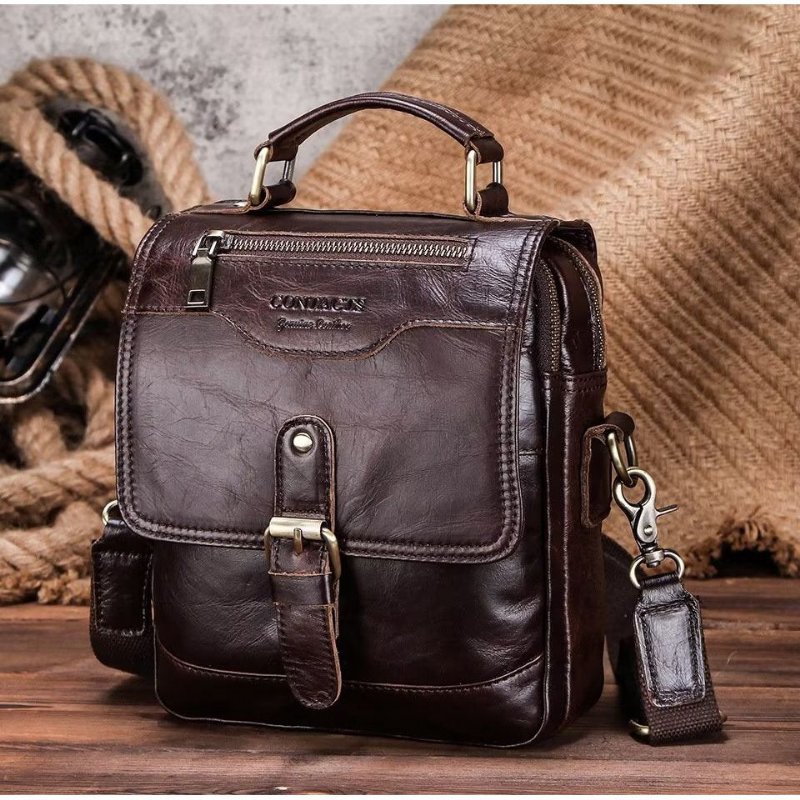 Schoudertassen Heren Luxe Crossbody-tas Crazy Horse Rugged Collection - Koffie