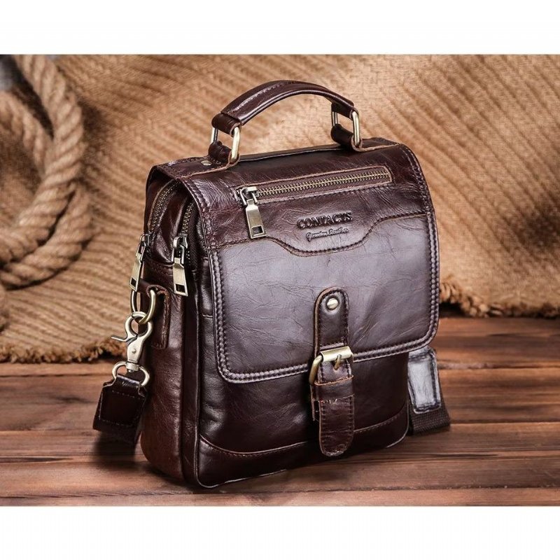 Schoudertassen Heren Luxe Crossbody-tas Crazy Horse Rugged Collection - Koffie