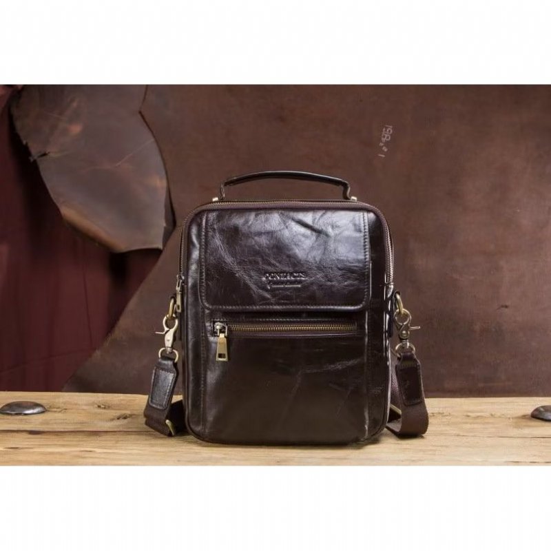 Schoudertassen Heren Luxe Crossbody-tas Crazy Horse Rugged Collection - Koffie