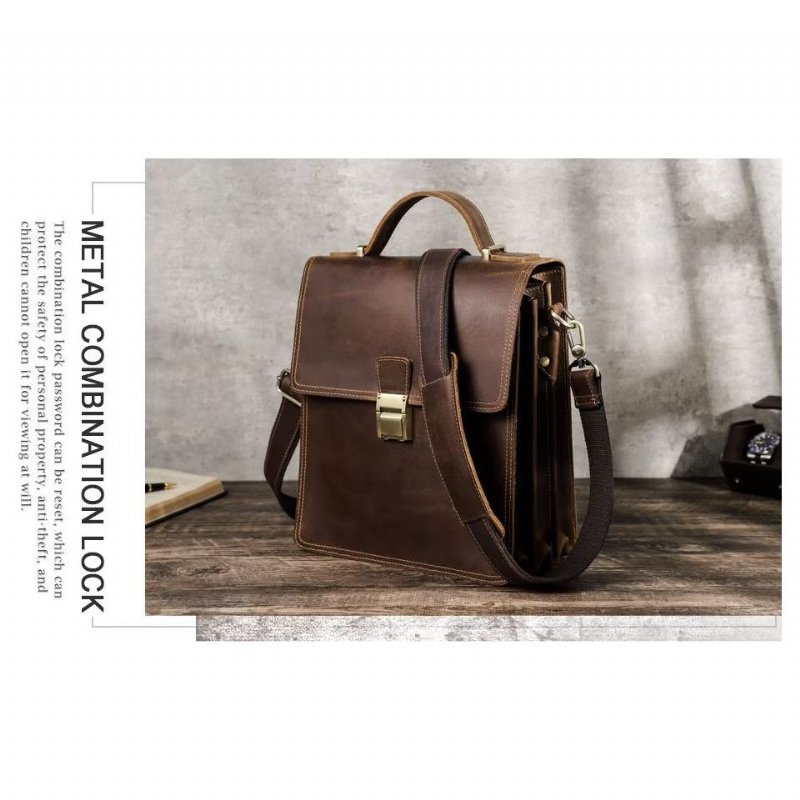 Schoudertassen Heren Luxe Crossbody-tas Crazy Horse Vintage-collectie - Koffie