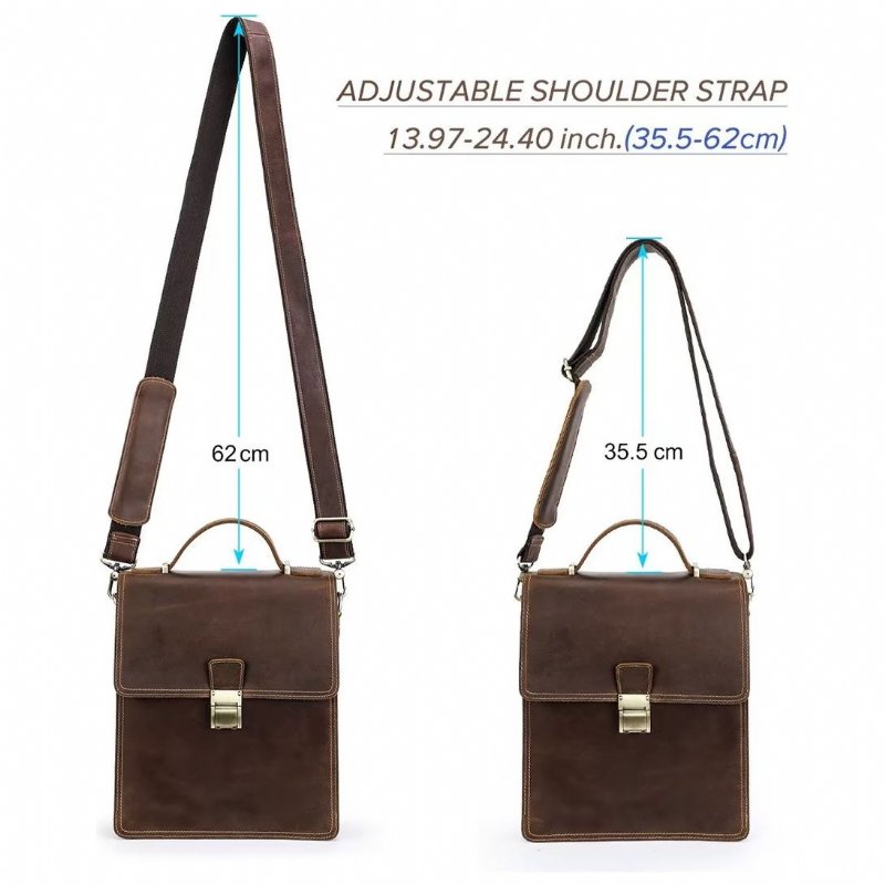 Schoudertassen Heren Luxe Crossbody-tas Crazy Horse Vintage-collectie - Koffie