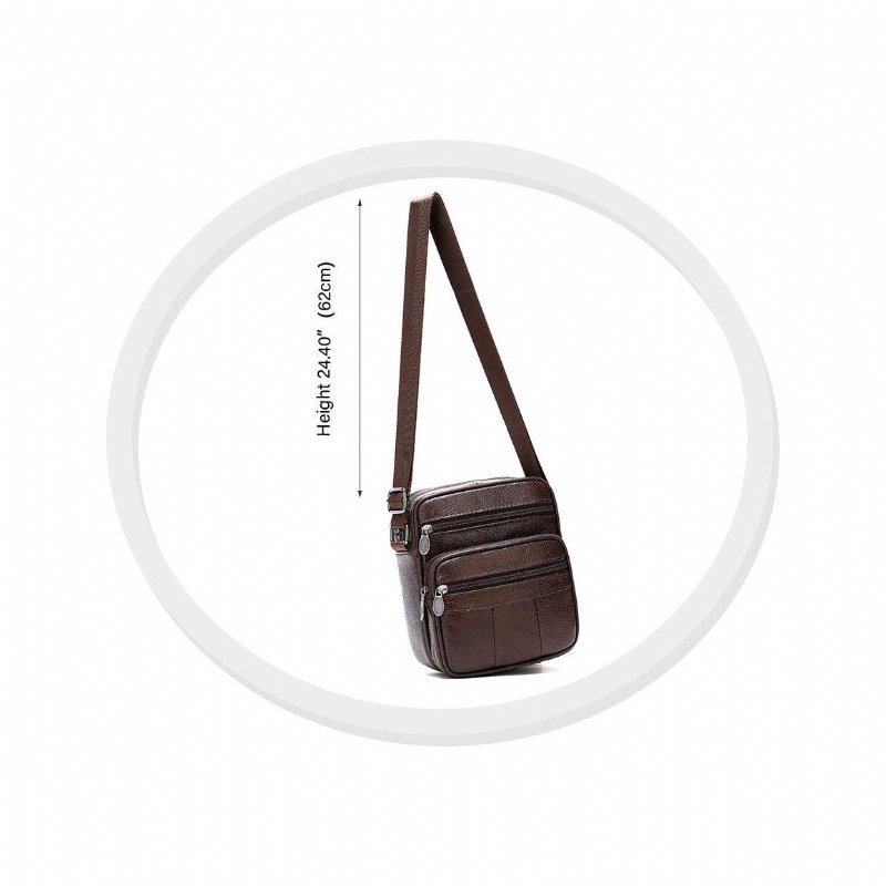 Schoudertassen Heren Luxe Exotische Leren Crossbody-tas Met Klep - Koffie