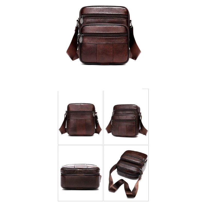 Schoudertassen Heren Luxe Exotische Leren Crossbody-tas Met Klep - Koffie 1