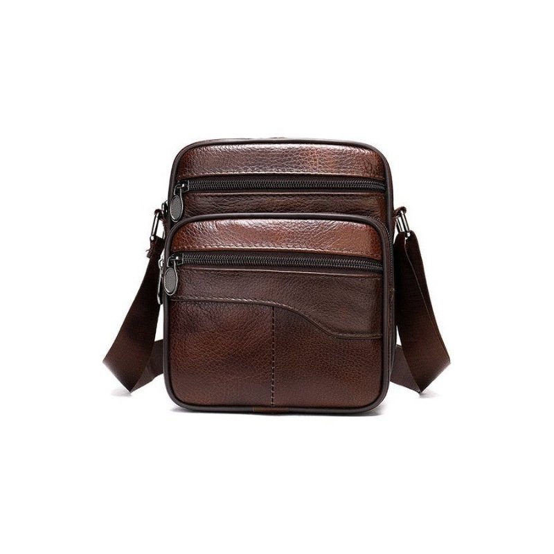 Schoudertassen Heren Luxe Exotische Leren Crossbody-tas Met Klep - Koffie 3